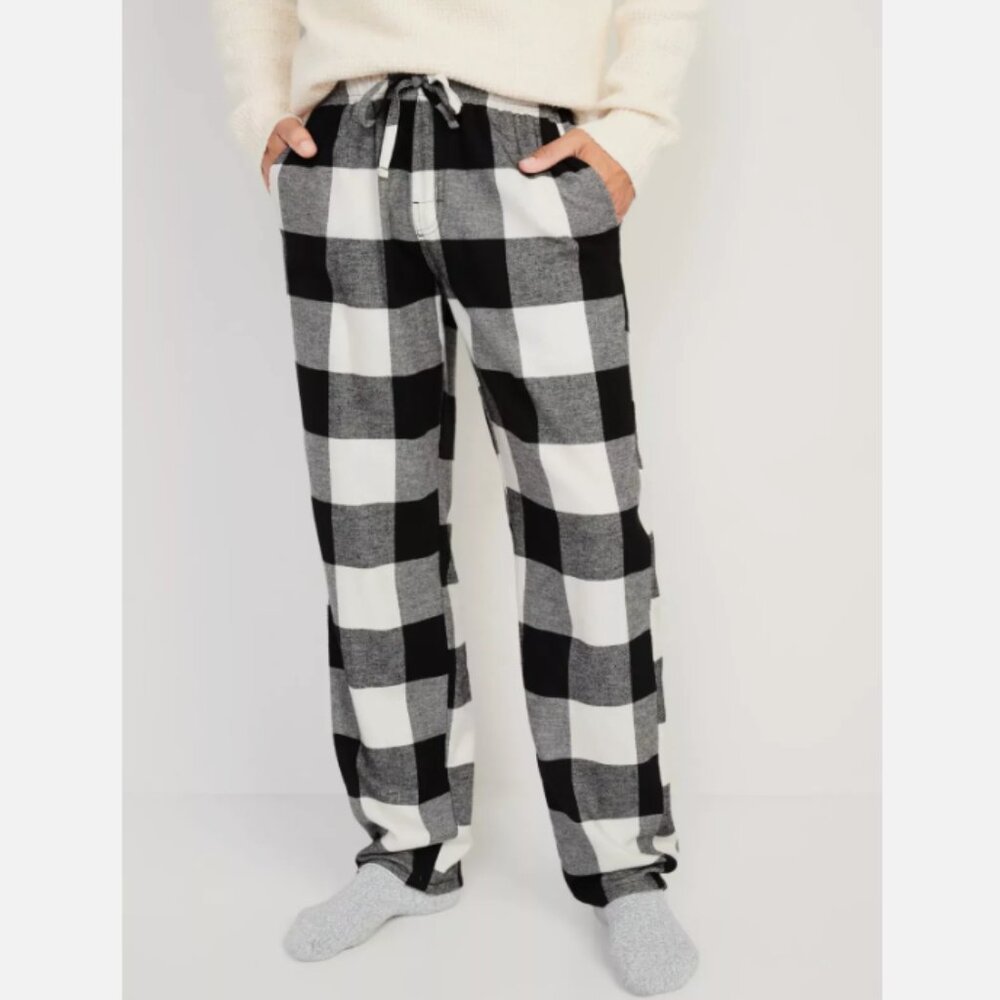 NWT Old Navy Black Buffalo Plaid Flannel Pajama Pants Sleep Lounge Men XXL